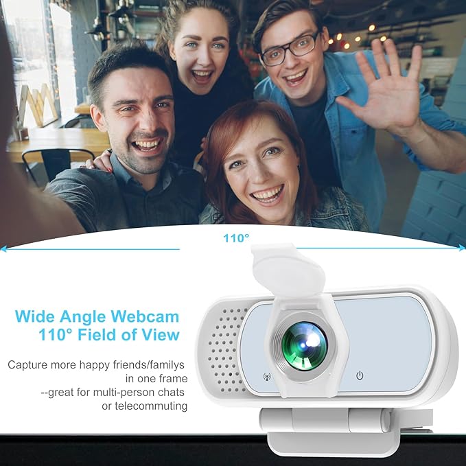XPCAM 1080P Webcam with Microphone,USB Camera for PC Computer Laptop Mac | Plug and Play USB Webcam with Tripod/Cover, Auto Light Correction, 110° FOV, Web camera for Zoom/Teams/Skype/Twitch Streaming