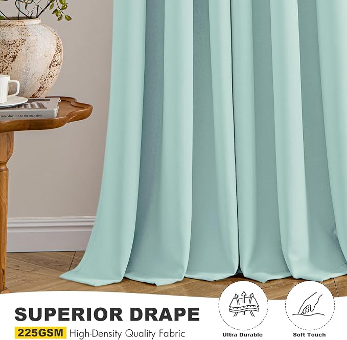 MIULEE Blackout Curtains for Bedroom Living Room 2 Panels, Thermal Insulated Room Darkening Drapes Grommet Noise Reducing Light Blocking Window Treatments 54 Inches Long 40x54 Inch Aqua