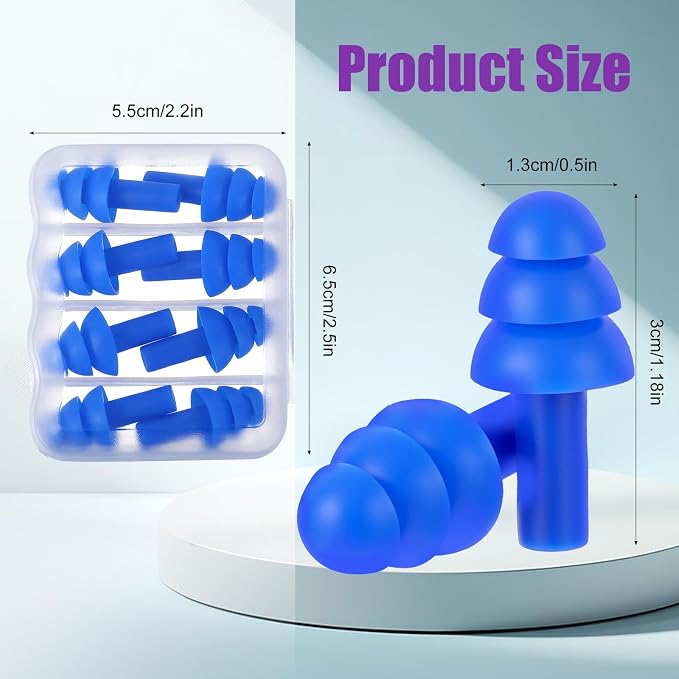 Nogeqi 12 Pairs Reusable Ear Plugs for Sleeping Silicone Earplugs Soft for Swimming Noise Cancelling for Snoring, Concert, Work, Study, Noisy Places (Black Blue Purple)