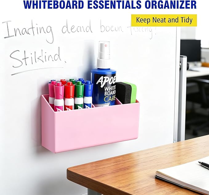 Magnetic Dry Erase Marker Holder for Whiteboard, Anti-slip Magnet Pen Holder for Fridge Refrigeator, Acrylic Pencil Holder for Classroom Teacher, Office Accessories, Locker Organizer(Pink)