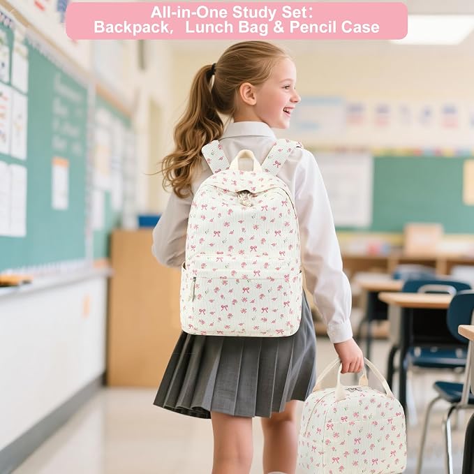 BTOOP School Backpacks for Teen Girls Bookbags Lightweight Kids Backpack School Bags Set with Lunch Box Pencil Case