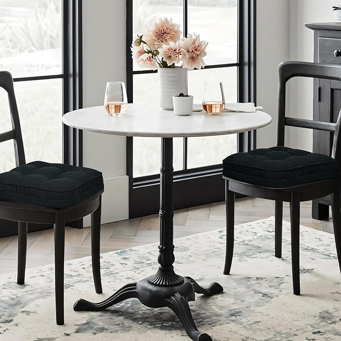 GOFORIT Tufted Shredded Memory Foam Chair Pads，Kitchen Chair Cushions for Dining Chairs,Non-Slip Seat Cushions with Removable Cover, 16'' x 16'', 6 Pack,Black