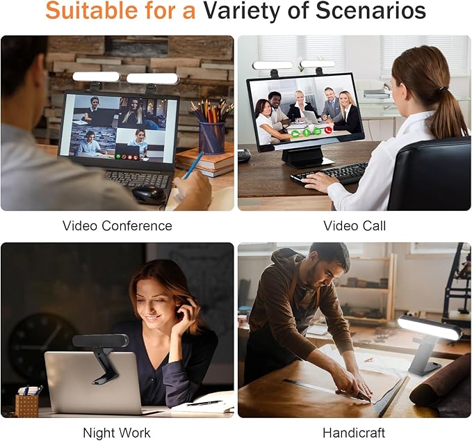 Video Conference Lighting Kit, Dual LED Lights for Live Streaming, Computer Lights are Used for Video Calls, Zoom, Games, Home Office Light, Laptop Ring Light, 3 Color Temperatures