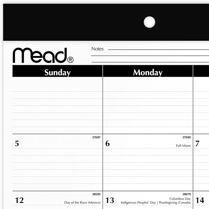 Mead 2026 Desk Calendar, Desk Pad, Monthly, 15-Month, 17-3/4" x 11", Compact, Basic (CRM8200526)