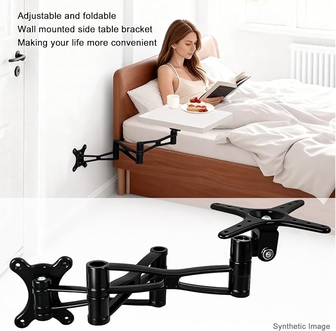 Foldable Floating Nightstand Rotate Brackets,Small Coffee Tables for Small Spaces Wall Side Table Bracket,Bathroom Table Wall Mounted Hinges,Suitable for DIY Side Tables,Nightstands,etc