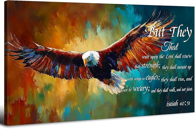Christian Wall Art Eagle Decor Isaiah 40 31 Wall Art Bible Verse Wall Decor Inspirational Scripture Canvas Prints Eagle Pictures Religious Biblical Artwork for Bedroom Living Room Home Decoration 20x40"