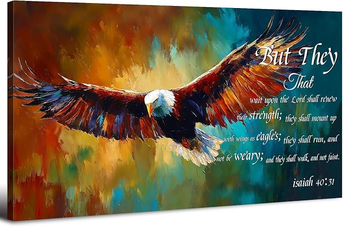 Christian Eagle Wall Art Isaiah 40 31 Poster Bible Verse Wall Decor Inspirational Scripture Canvas Prints Painting Religious Biblical Framed Artwork Bedroom Living Room Home Decoration 30x60