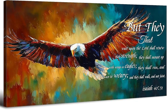 Christian Eagle Wall Art Isaiah 40 31 Poster Bible Verse Wall Decor Inspirational Scripture Canvas Prints Painting Religious Biblical Framed Artwork Bedroom Living Room Home Decoration 30x60