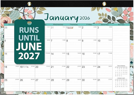 2026 Desk Calendar, Large Monthly Calendar (Jan. 2026 - Jun. 2027) 17'' x 12'', Wall/Desktop Use, Personal Desk Planner for Teacher Family School Office Supplies