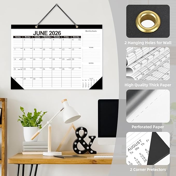ZTX 2026 Calendar Desk Calendars as Big Deskpad or Large Hanging Wall Planner for Home Classroom School Large Desk Calendar 22"x17"Jan.2026-Jun.2027