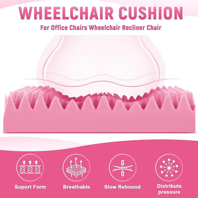 Geiserailie 2 Pcs Egg Foam Pad Eggs Chair Cushion to Relieve Back Foam Seat Cushion Chair Accessories Pad for Office Recliner Wheelchair Home Car (18 x 16 x 4 Inches Egg-Shaped,Pink)