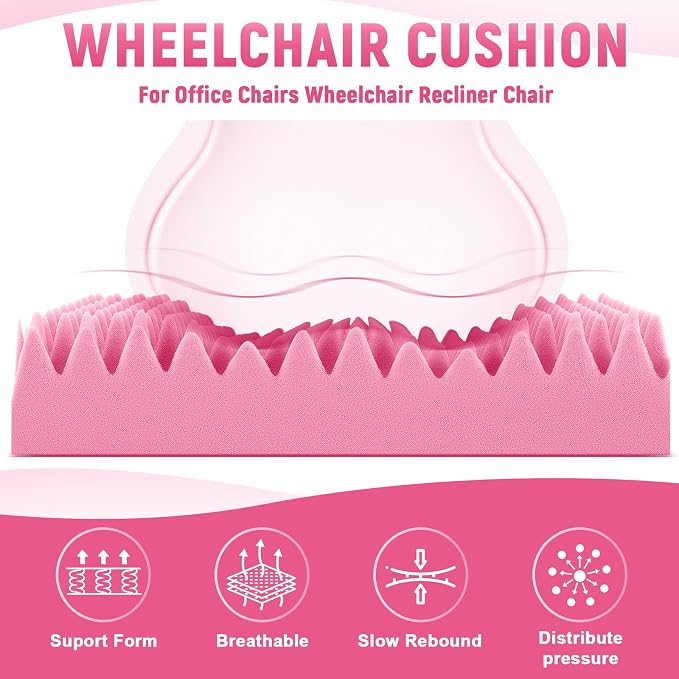 Geiserailie 1 Pcs Egg Foam Pad Eggs Chair Cushion to Relieve Back Foam Seat Cushion Chair Accessories Pad for Office Recliner Wheelchair Home Car (18 x 16 x 4 Inches Egg-Shaped,Pink)