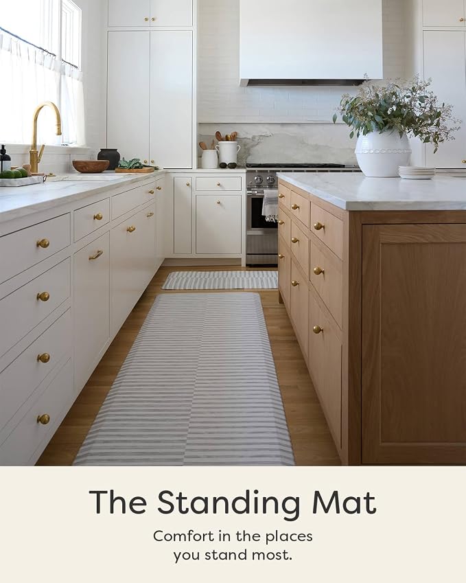 House of Noa Nama Standing Mat – Anti-Fatigue Kitchen Mats for Floor, Cushioned & Non-Slip Kitchen Comfort Mat for Standing, Thick Foam Anti-Fatigue Mat for Kitchen & Workspaces, Reese Ash 22" x 54"