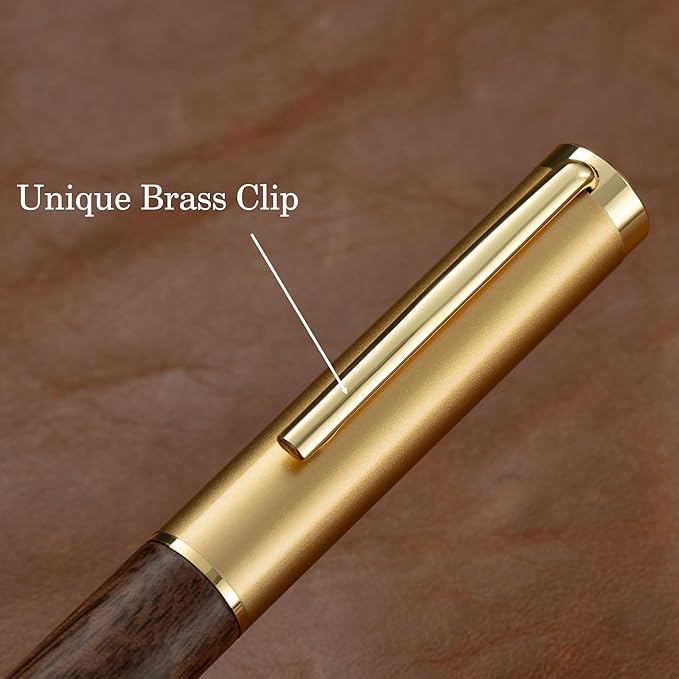 Luxury Wooden and Metal Rollerball Pen Set with Spare Gel Ink Refill,Rosewood,White Oak,Walnut Wood Signature Roller Ball Pen,Business Gift Set for Men and Women (White Oak)
