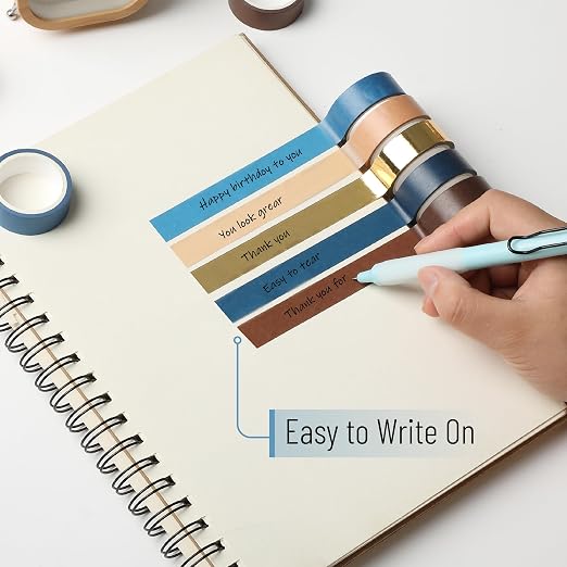 Mr. Pen- Washi Tape Set, 10 Rolls, 5 Yards/Roll, Washi Tape for Scrapbook | Arts, Crafts, Journals and Planners, Terra Nova Palette