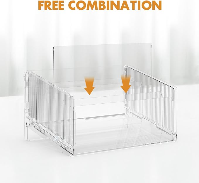 File Sorter Organizer, 5 Sections Acrylic Letter Tray 2 Pack | Desk Mail Organizer Letter Holder for Envelopes, Mail, Electronics