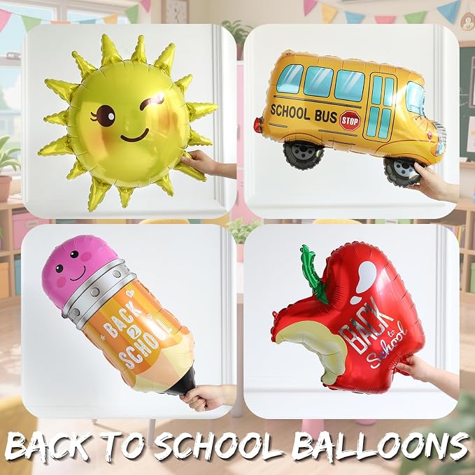 Welcome Back To School Balloon Arch Kit,158Pcs Rainbow Balloon Garland with Sun,Apple,School Bus,Pencil,ABC Foil Balloons for Kindergarten Graduation First Day of School Classroom Party Decorations