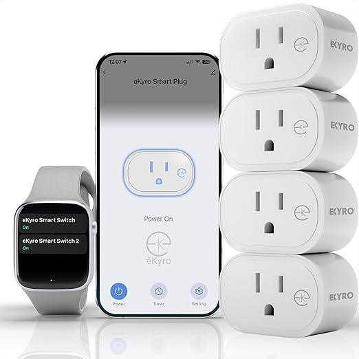 Smart Plug | Compatible with Alexa, Google Home Assistant, iPhone, Siri, Android, Power Tracking 15A 1800W, No Hub or Subscription Required, Apple Intelligence, Gemini (Non-Monitoring, 4)