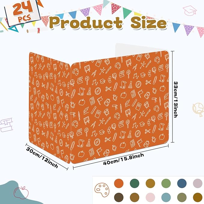 gisgfim 24 Pack Privacy Shields for Student in 12 Boho Colors Desk Dividers Durable Privacy Folders Testing Dividers Shield Study Boards Panel Partition for Classroom Teacher Back to School Supplies