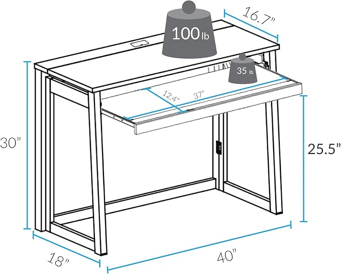 Folding Desk with Pull-Out & USB Port-Warm Brown