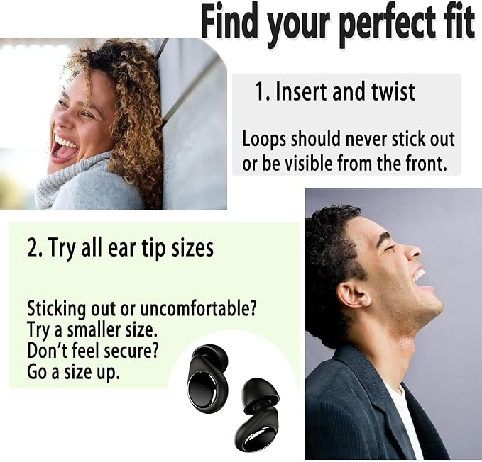 Silicone Ear Plugs, 45dB Noise Cancelling, Reusable Black Earplugs for Sleeping | 6 Replacement Tips Included, Noise Reduction for Snoring, Concerts, Airplane & Side Sleepers, Obsidian Black