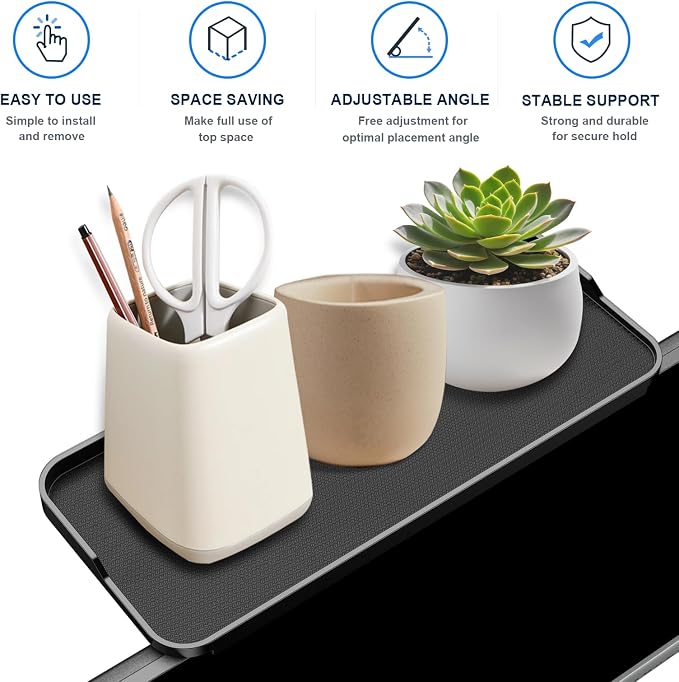 QAQMILI TV Top Shelf, Adjustable Computer Monitor Shelf, Screen Top Speaker Mount Storage Bracket for WiFi Router, Media Box, Game Console, Remote Controls, Cable Box, Cell Phone, Plants