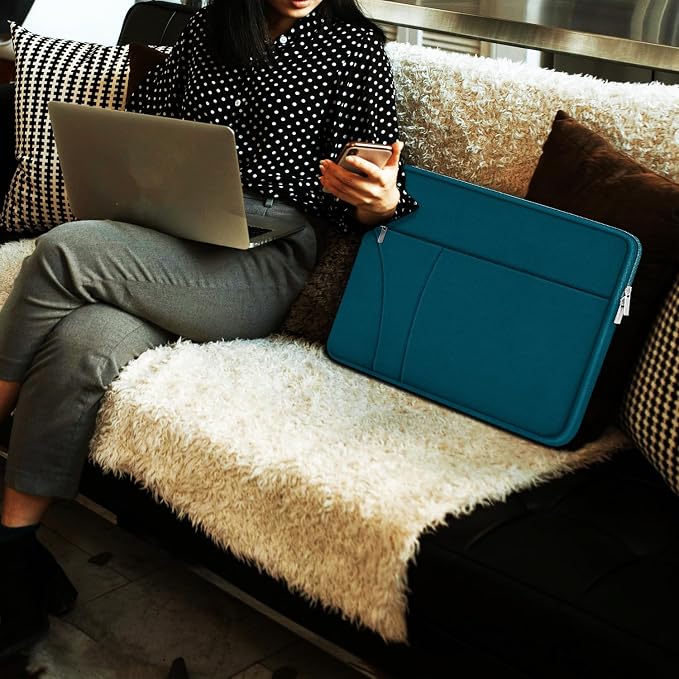 Laptop Sleeve Case 14 inch, Traveling Laptop Cover with Zippered Pocket, Shockproof Protective Carrying Briefcase Computer Bag for 14" MacBook Air/Pro, HP, Dell, Lenovo, Acer, Cyan