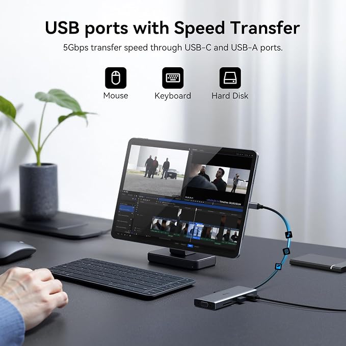 USB C Docking Station Dual Monitor Adapter Laptop Docking Station 3 Monitor | USB C Hub Multiple Adapter Dongle with Dual 2 HDMI 4K+VGA+100W PD Charger+3 USB Port+SD/TF Card Reader for Dell HP Lenovo