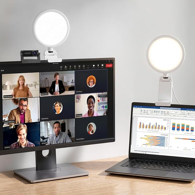Ring Light for Laptop, 5" Eye-Caring Lighting with 50 Modes, CRI>97.8, 3000K-6500K Zoom Lighting for Conference, Meetings, Video Call, Recording, Streaming