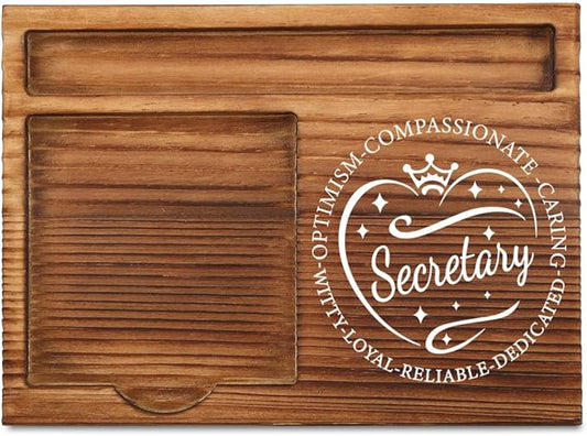 THRXOBN Desk Organizer for Secretaries & Office Professionals, Secretary Appreciation Gift, Wooden Sticky Note Holder and Pen Tray, 16.5 x 12 x 1.5 cm,WSH14