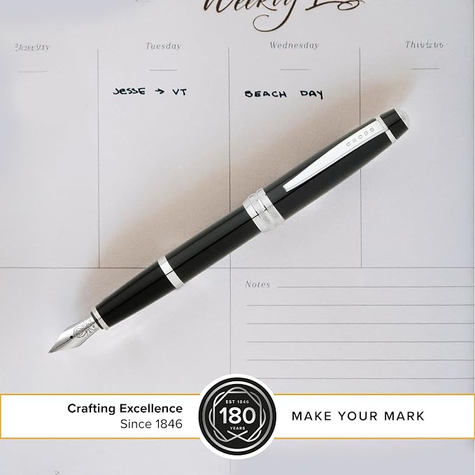 Cross Bailey Refillable Fountain Presented in a Premium Gift Box - Medium Point, Black Ink, Black