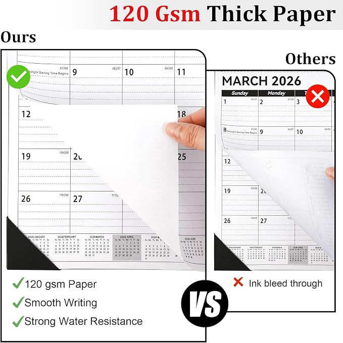 Desk Calendar 2026-2027, 14" X 11" Desktop Calendar 2026-2027, 18 Months Calander Runs from Mar. 2026 to Aug. 2027, Academic Monthly Planner for Home School Office (White and Black)