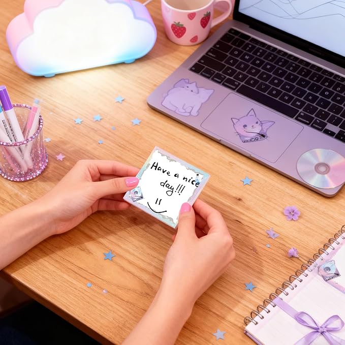 Singer Sticky Notes for Music Lover - 450 Sheets Pop Star Self Adhesive Memo Pad, Guitar Record Player Butterfly Office School Supplies for Fans Students Teachers 3x3 Inches