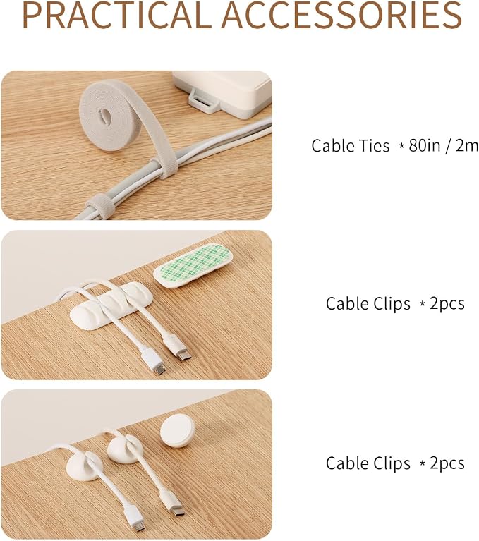 Cable Management Box, Wood Extension Cord Organizer, Handmade Power Strip Box for TV Computer Wire USB Hub System, Surge Protector Cord Hider Box on Desk or Floor (Medium)