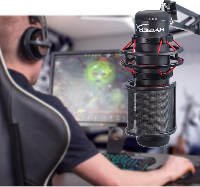 YOUSHARES QuadCast Mic Pop Filter - Microphone Windscreen Mask Shield Compatible with HyperX QuadCast S USB Gaming Microphone