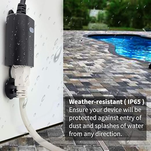 Minoston Outdoor Outlet, WiFi Smart Plug in Energy Monitoring, 2.4Ghz Wi-Fi Plugs, Compatible with Alexa and Smart Life, IP65 Waterproof Outlet 15A (MP22WP)