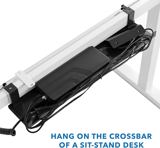 Mount-It! Premium Under Desk Cable Management Tray – 23" Heavy-Duty Steel Cable Tray & Cord Basket for Standing Desk & Home Office, Secure Crossbar or Screw Mount Wire Organizer (Black)