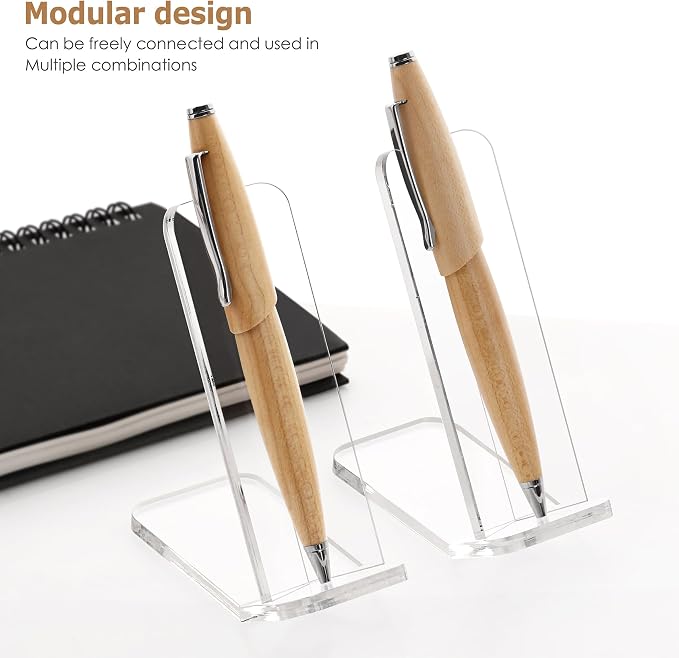 SANRUI Acrylic Pen Display Stand Holder, Clear Fountain Pen Makeup Brush Rack, Ballpoint Pen Showcase, Paintbrush Drying Organizer Desk for Home School Office or Store Use, Holds 1 Pen
