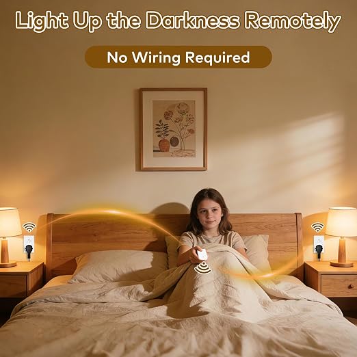 NineLeaf Remote Control Outlet,Wireless Remote Light Switch, Expandable Electrical Outlet Switch for Lamp, Light, Fan, Appliance, 500ft RF Range, FCC Listed, 1 Remote + 3 Outlets