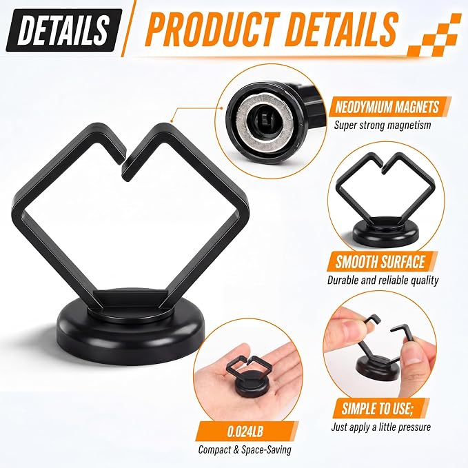 Konohan 10 Pack Magnetic Cable Holder 23lbs Heavy Duty Zip Tie Mount Base 7/8" Magnetic Cable Organizer Clip Scratch-free Wire Management for Home Office Desk Server Rack Marine Electrical