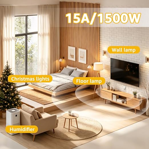 Motion Sensor Plug,Greencycle Wireless Motion Sensor Outlet with Timer Setting,PIR Sensor Plug to Auto Turn On/Off,Adjustable Detection Range,15A/1500W for Christmas Lights,Fans（2 Sensors 2 Plugs）