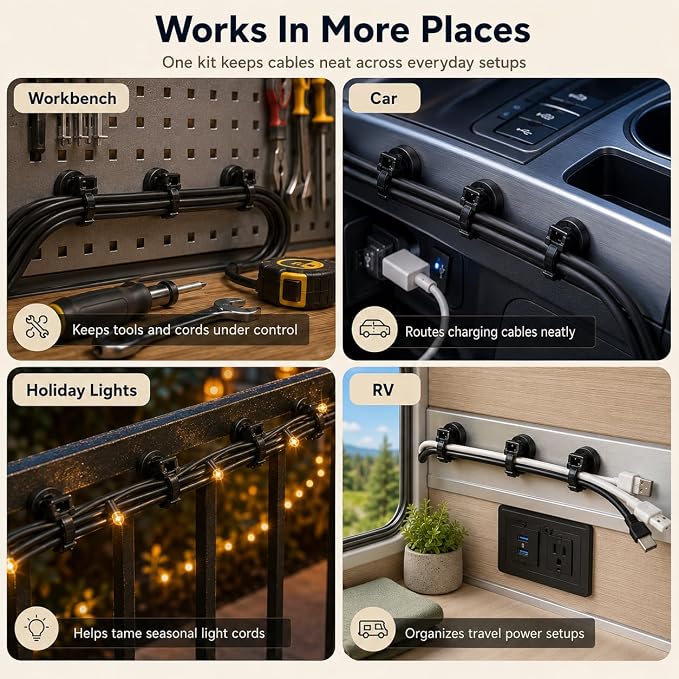 Magnetic Cable Zip Tie Mounts, 50 Pcs Magnets with 200 Pcs Cable Zip Ties, Multipurpose Magnetic Cable Holder for Cable Management, Wire Management Bases, Wire Cable Clips