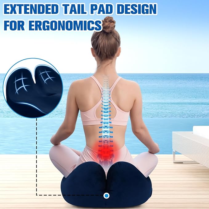 Seat Cushion, Chair Cushions, Memory Foam Office Chair Cushion | Hip & Sciatica & Tailbone Pain Relief, Long Sitting Comfort for Office Chairs/Desk Seats/Wheelchair (Large, Blue)