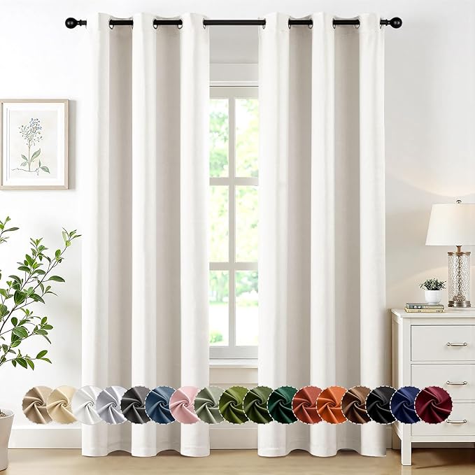 MIULEE Blackout Curtains for Bedroom Living Room 2 Panels, Thermal Insulated Room Darkening Drapes Grommet Noise Reducing Light Blocking Window Treatments 72 Inches Long 40x72 Inch Ivory