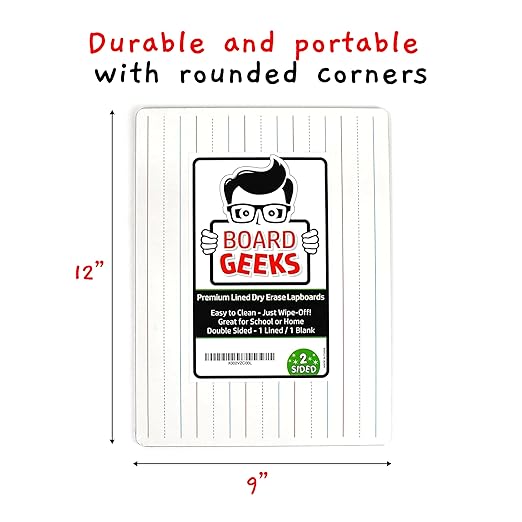 1 Small Dry Erase Board for Kids - White Board for Kids | Individual Dry Erase Board for Kids - Portable Kids Mini Whiteboard | Double Sided Small White Boards | Lined and Plain, 9"x12"