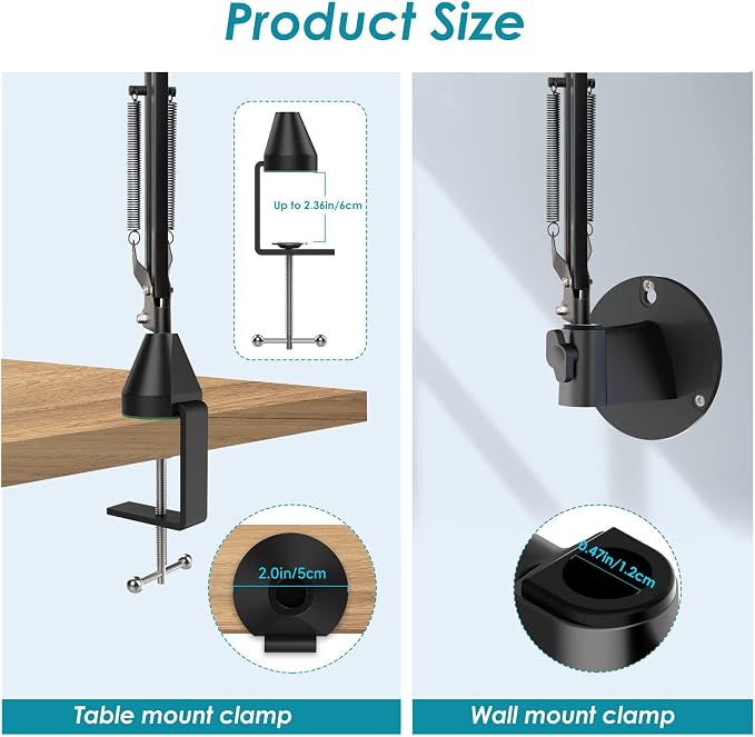 YOUSHARES Wall Mount QuadCast Boom Arm Stand with Mic Windscreen and Table Mount Clamp, Mic Stands and Holders Compatible with HyperX QuadCast S Microphone