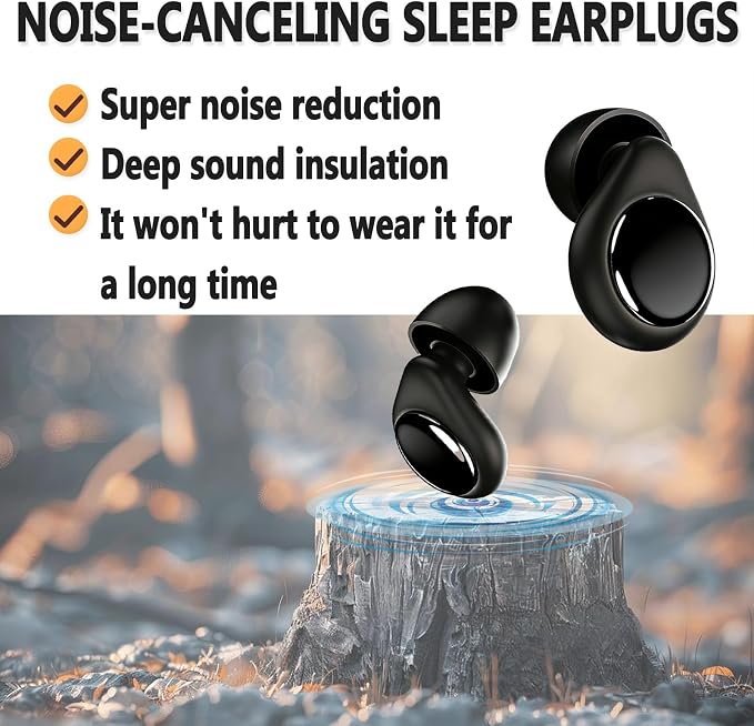 Silicone Ear Plugs, 45dB Noise Cancelling, Reusable Black Earplugs for Sleeping | 6 Replacement Tips Included, Noise Reduction for Snoring, Concerts, Airplane & Side Sleepers, Obsidian Black