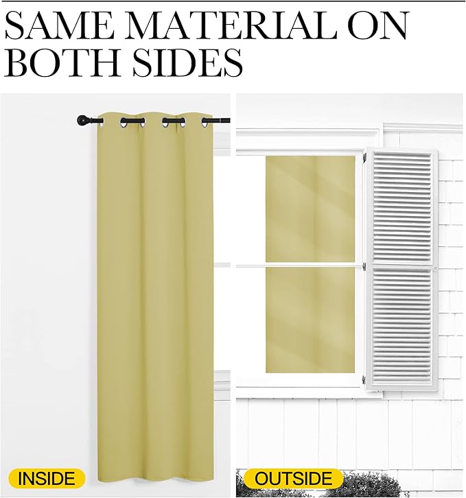 NICETOWN Paler Yellow Blackout Curtain 86" Length, W55 x L86 Inch, 8 Grommets Top, 1 Piece, Thermal Insulated Modern Window Treatment Soundproof Drape Panel for Bedroom/Living Room