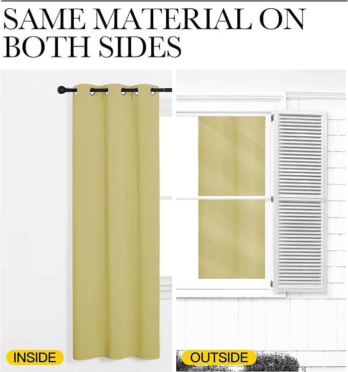 NICETOWN Blackout Curtain 57 inch Length, W55 x L57 Inch, Paler Yellow, 8 Grommets Top, 1 Piece, Thermal Insulated Modern Window Treatment Soundproof Drape Panel for Bedroom/Living Room