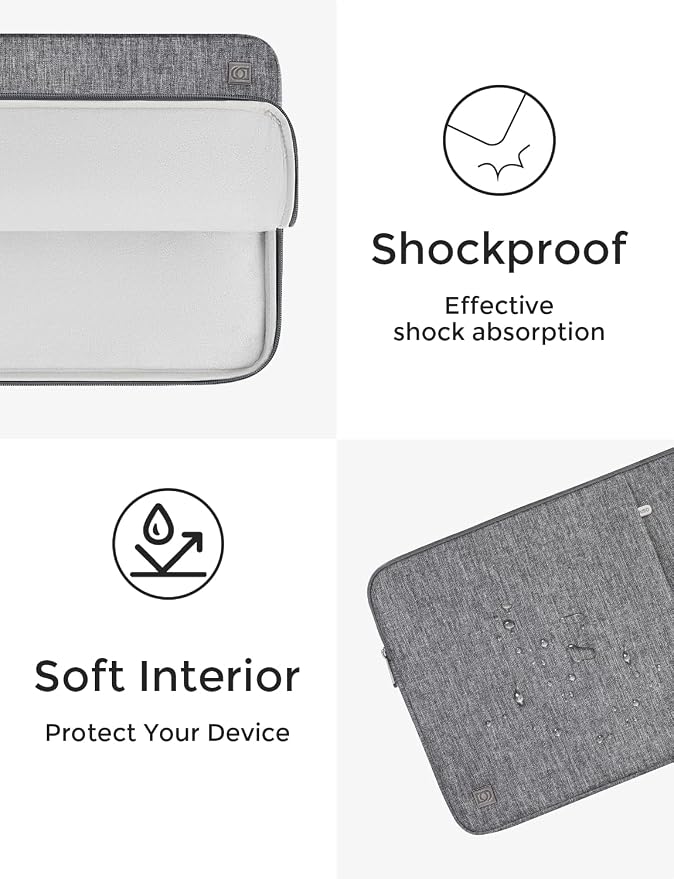 DOMISO Laptop Case Laptop Sleeve Cover Compatible with 15 inch MacBook Air M4/A3241 2025, M3/A3114,M2/A2941,15 inch MacBook Pro A1990 A1707,Compatible with Dell XPS 15 Plus with Pocket,Grey